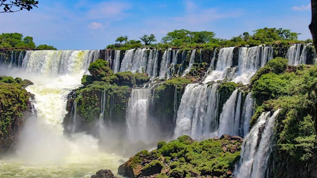 View of the majestic Iguazú Falls from the Brazilian side